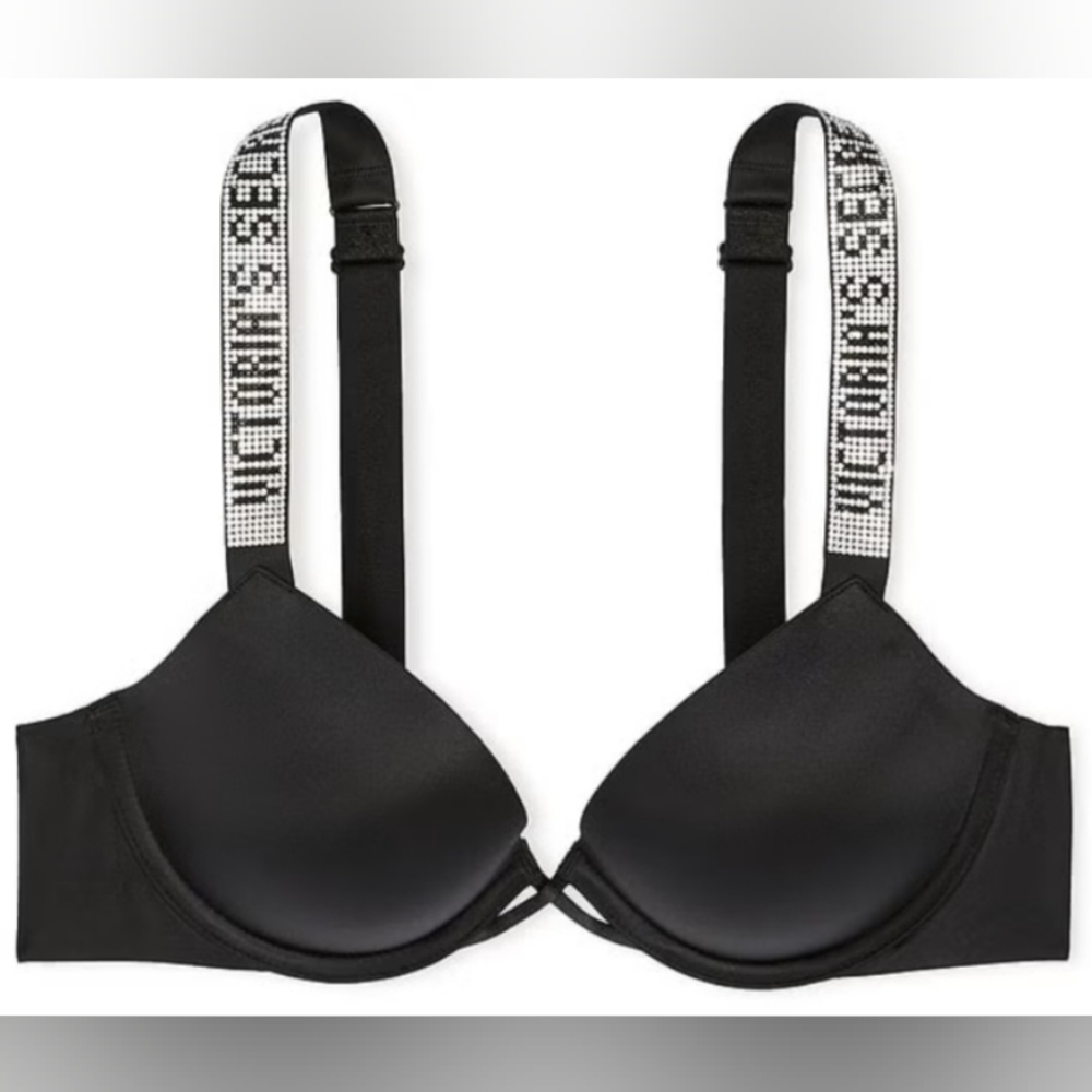 38C Victoria's Secret Shine Strap Bombshell Bra Black